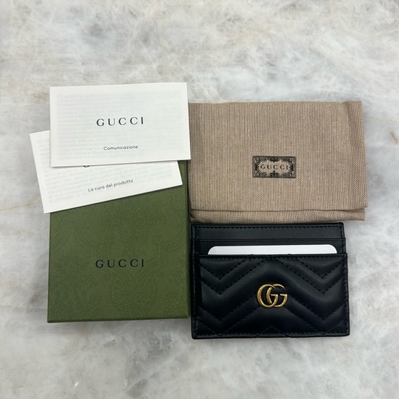 NIB/NWT Gucci Black Marmont Quilted Leather Card Case - Picture 2 of 7